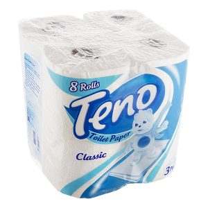 دستمال توالت تنو کلاسیک 3 لایه 8 رول